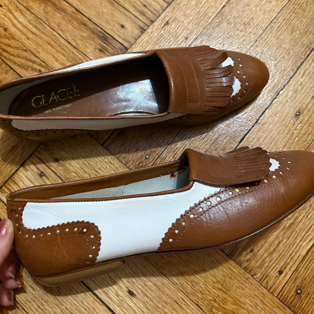 Glacee Women’s Loafers Brown and White Size 8